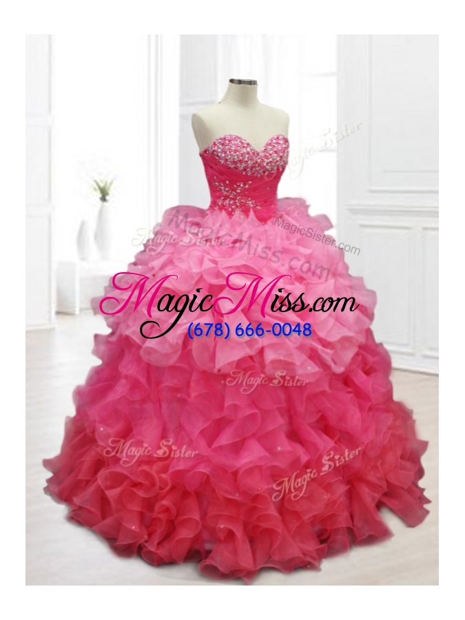 wholesale custom make ball gown quinceanera dresses with beading and ruffles