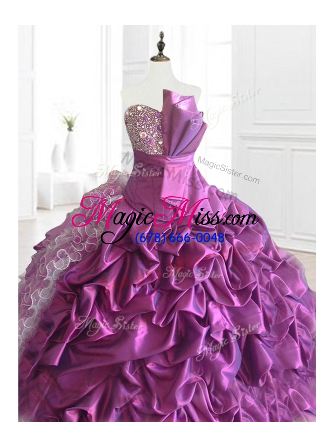 wholesale custom make strapless pick ups quinceanera dresses with sequins and ruffles