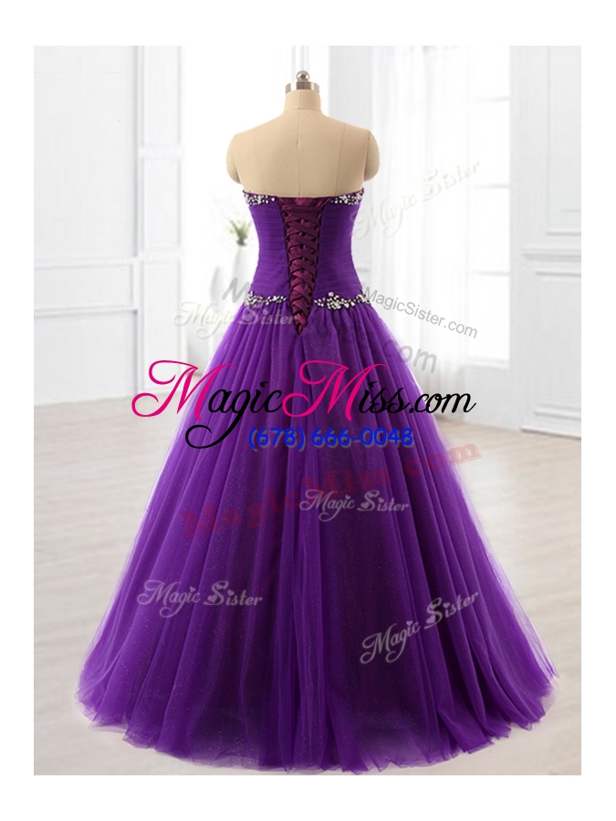 wholesale in stock beading a line sweet 16 dresses in purple