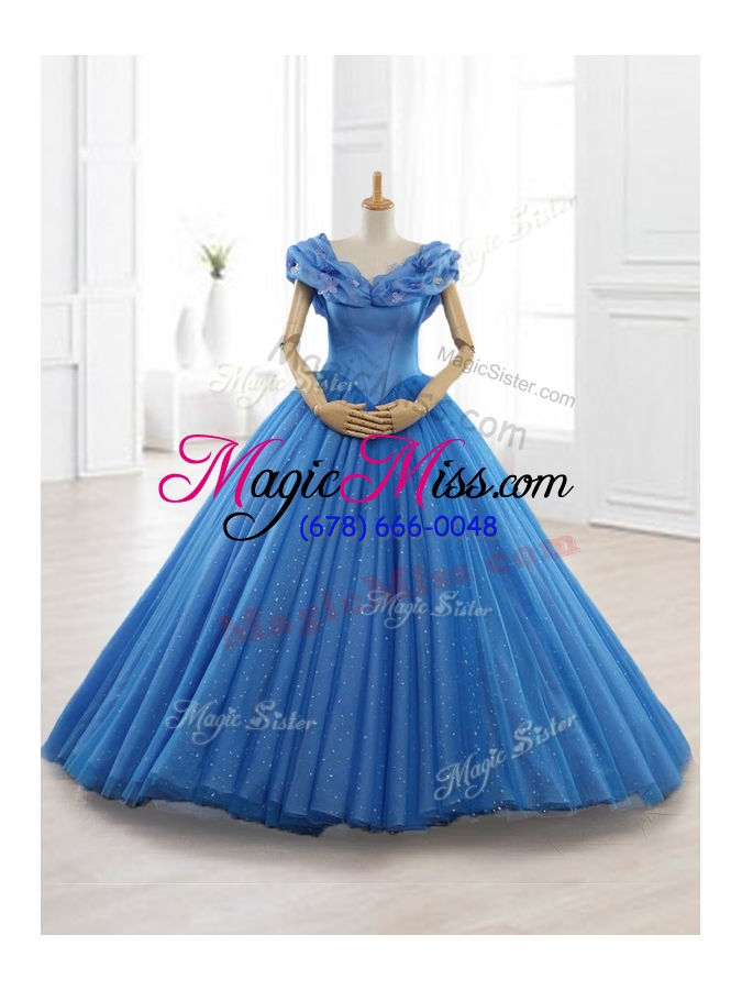 wholesale in stock appliques off the shoulder sweet 16 dresses in blue