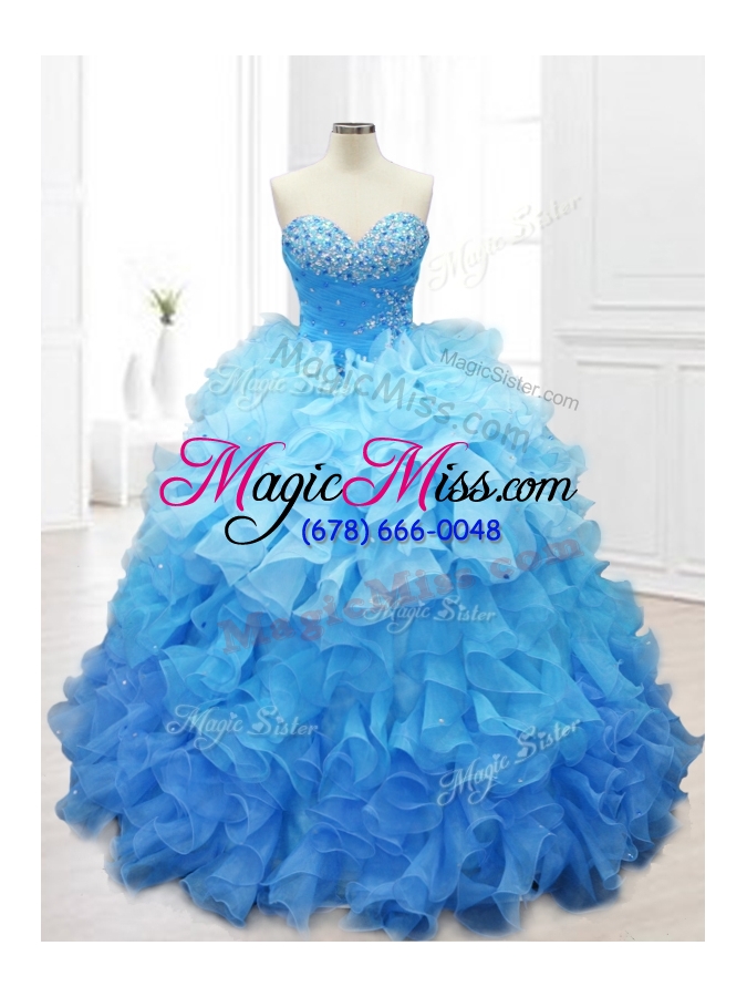 wholesale in stock  sweetheart quinceanera gowns with beading and ruffles
