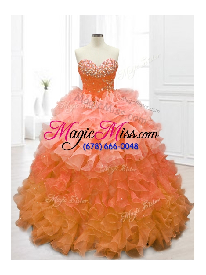 wholesale in stock  sweetheart quinceanera gowns with beading and ruffles