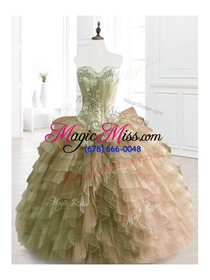 wholesale in stock multi color sweetheart quinceanera dresses with beading and ruffles