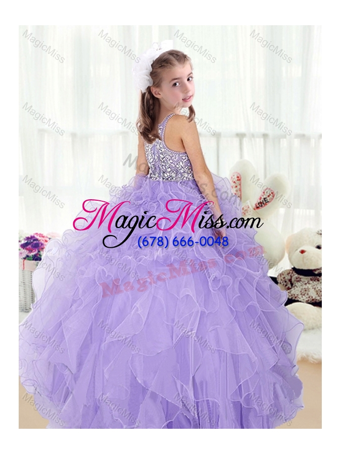 wholesale 2016 lovely scoop lavender fashionable little girl pageant dresses with beading and ruffles