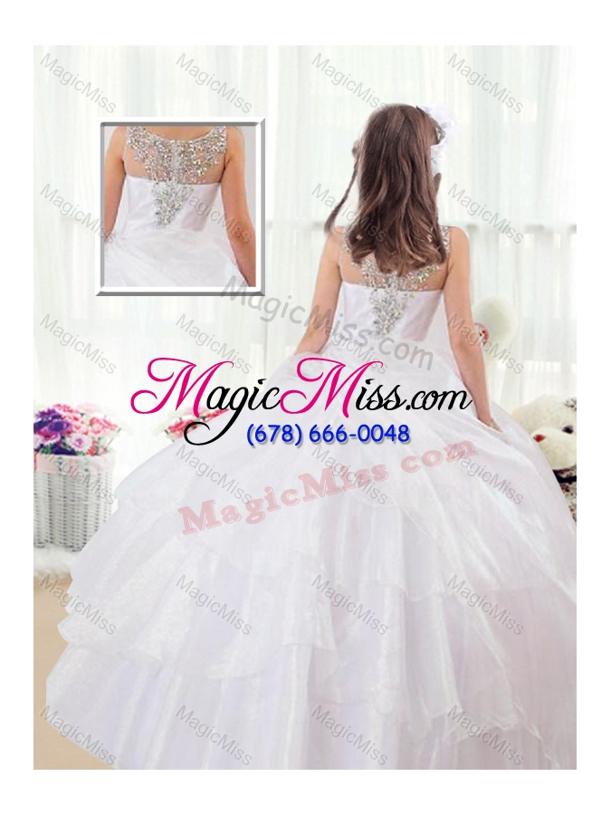 wholesale 2016 beautiful scoop white  fashionable little girl pageant dresses with beading