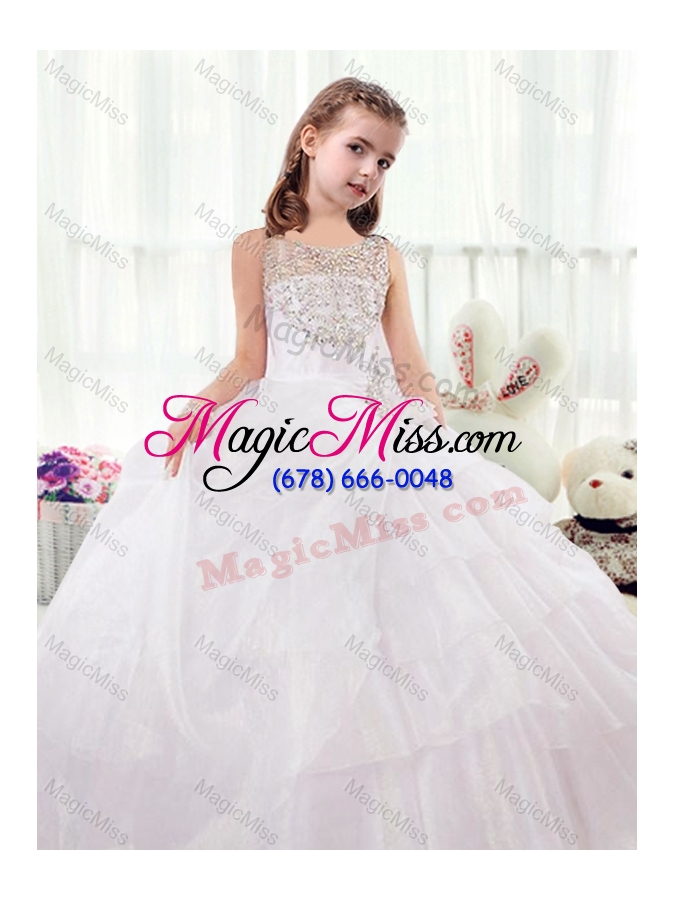wholesale 2016 beautiful scoop white  fashionable little girl pageant dresses with beading
