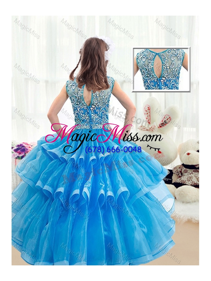 wholesale 2016 pretty v neck baby blue fashionable little girl pageant dresses with ruffled layers