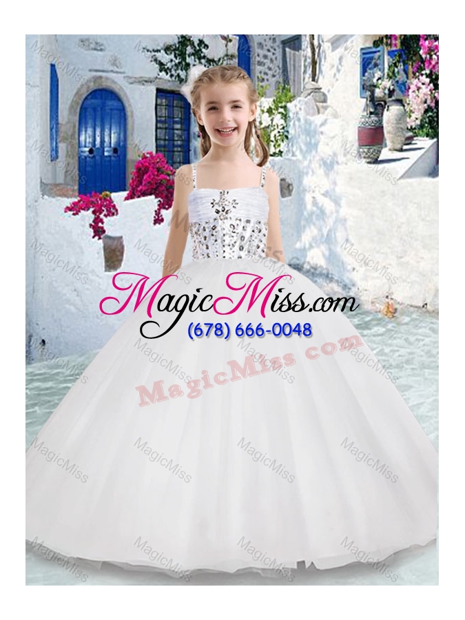 wholesale luxurious spaghetti straps ball gown fashionable little girl pageant dresses with beading