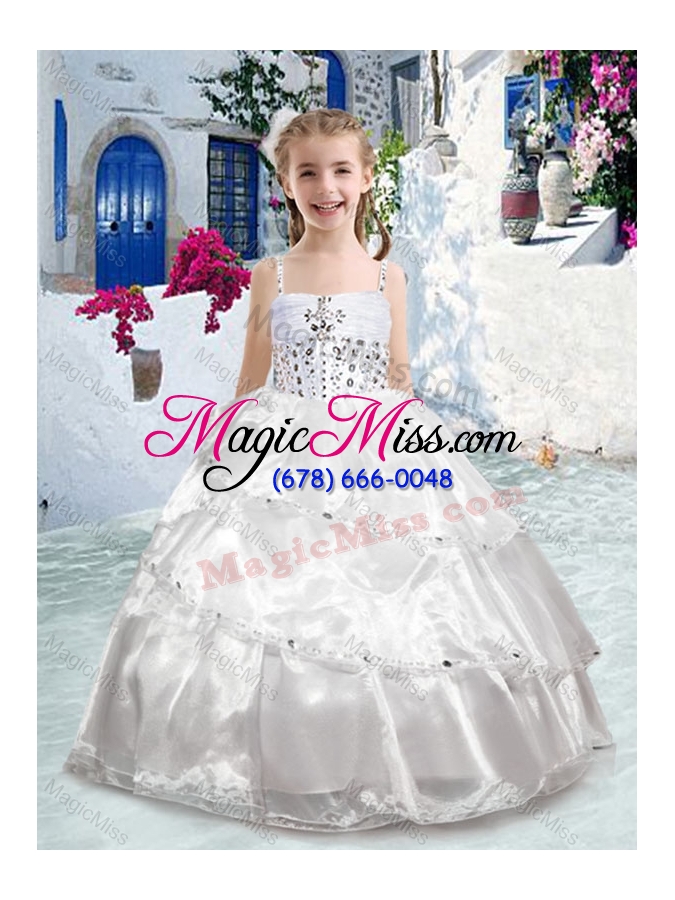 wholesale pretty spaghetti straps ball gown beading fashionable little girl pageant dresses