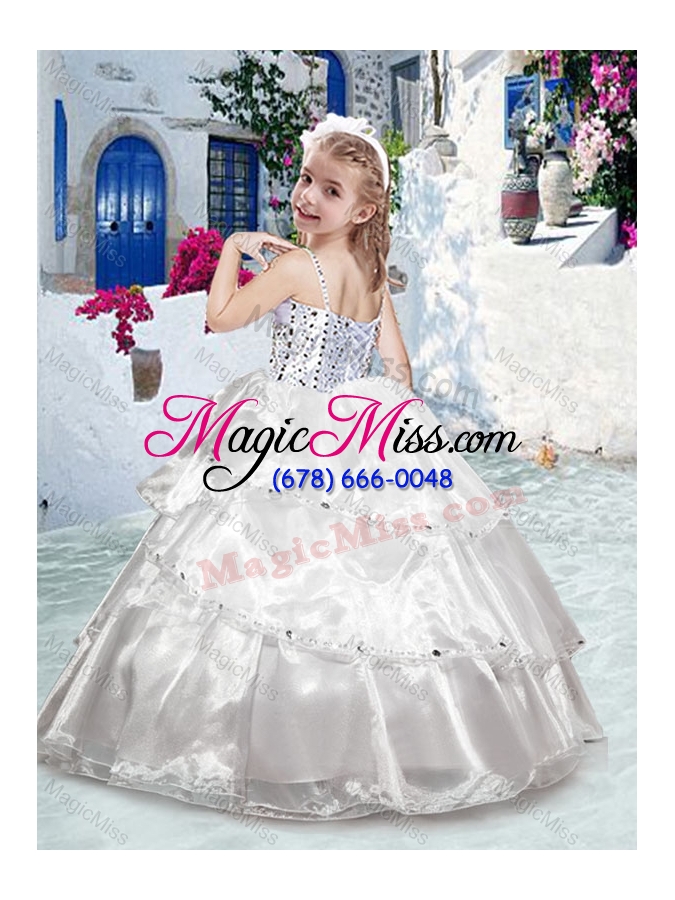 wholesale pretty spaghetti straps ball gown beading fashionable little girl pageant dresses