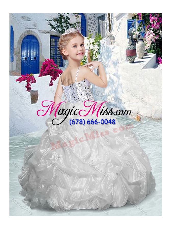 wholesale beautiful spaghetti straps fashionable little girl pageant dresses with beading and bubles