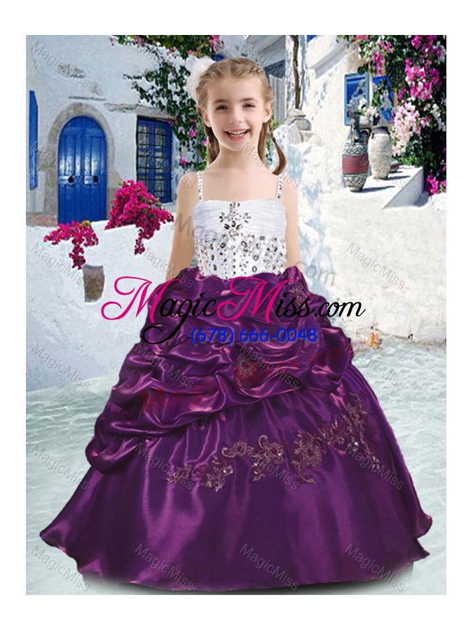 wholesale classical spaghetti straps fashionable little girl pageant dresses with beading and bubles