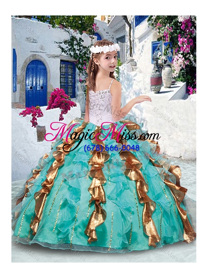 wholesale customized ball gown appliques and ruffles fashionable little girl pageant dresses for party