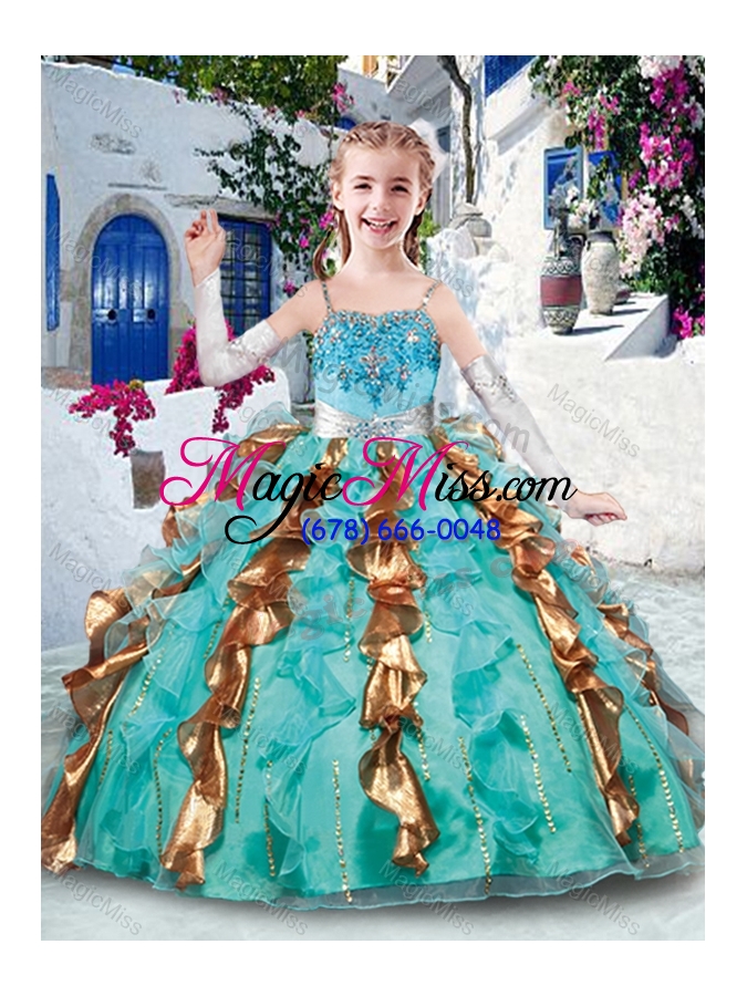 wholesale customized ball gown appliques and ruffles fashionable little girl pageant dresses for party
