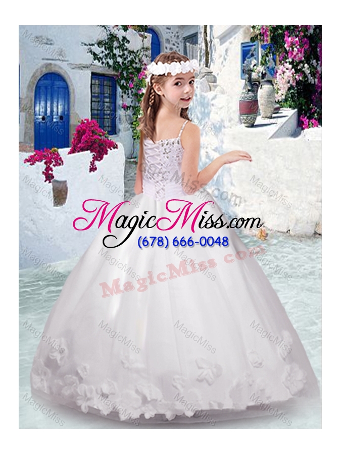 wholesale classical white fashionable little girl pageant dresses with appliques and beading