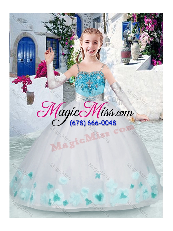 wholesale classical white fashionable little girl pageant dresses with appliques and beading