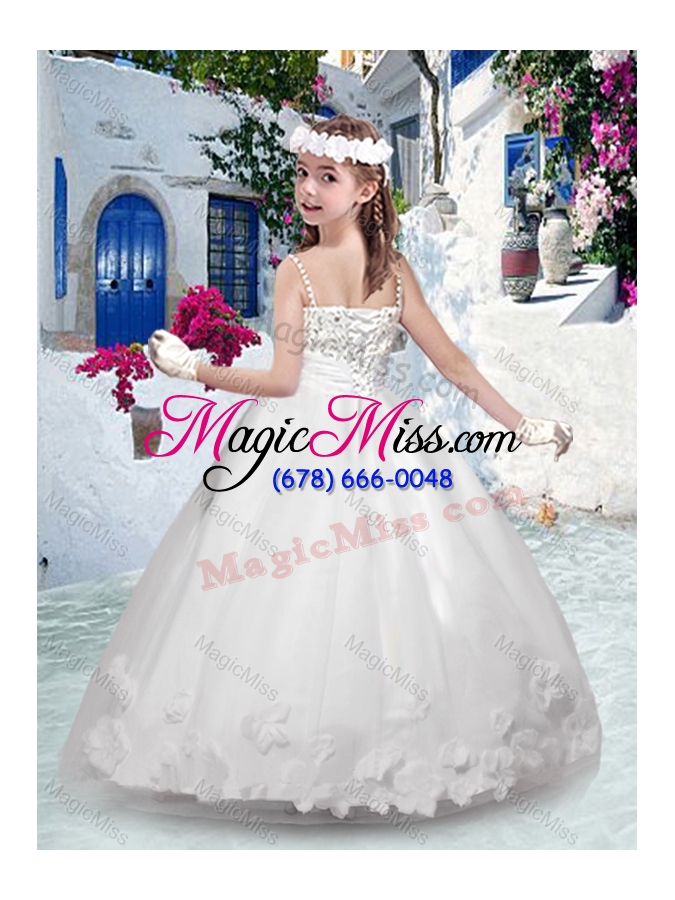 wholesale simple spaghetti straps fashionable little girl pageant dresses with appliques and beading