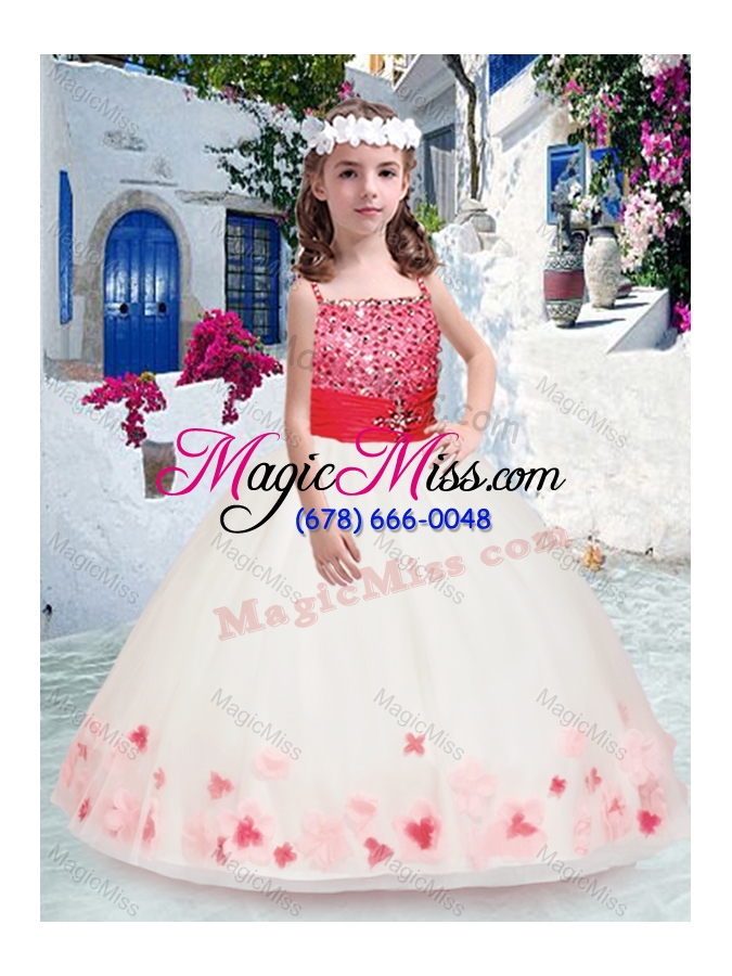 wholesale simple spaghetti straps fashionable little girl pageant dresses with appliques and beading