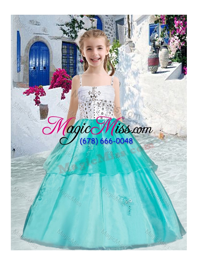 wholesale sweet ball gown fashionable little girl pageant dresses with appliques and beading