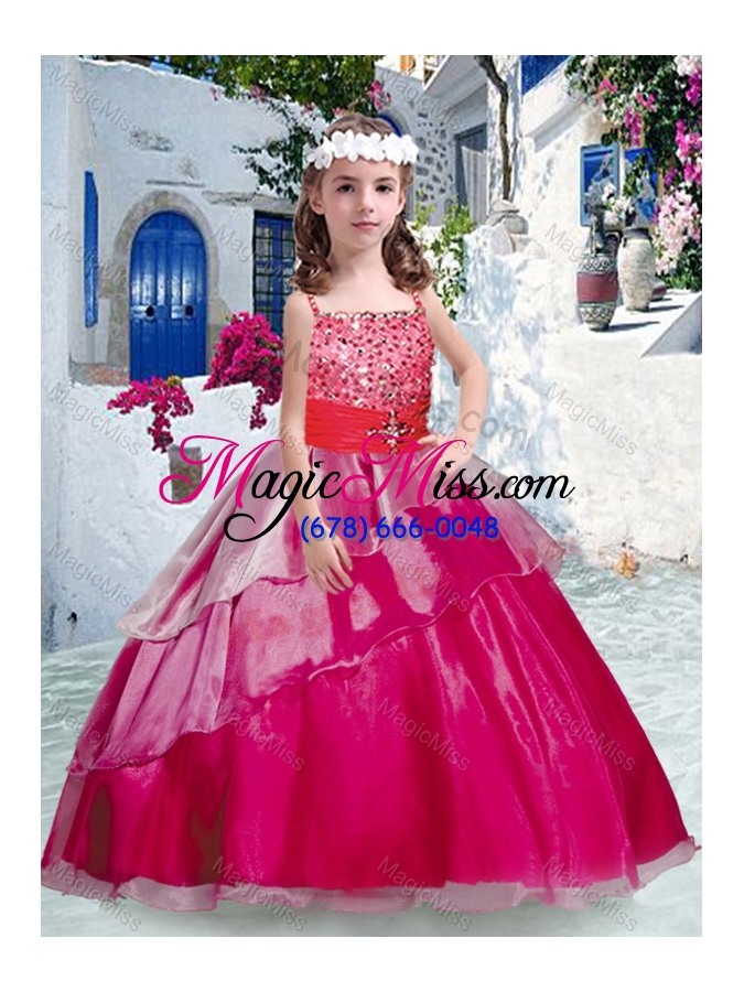 wholesale pretty spaghetti straps fashionable little girl pageant dresses with beading and ruffles