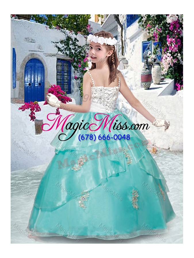 wholesale latest spaghetti straps fashionable little girl pageant dresses with appliques and beading