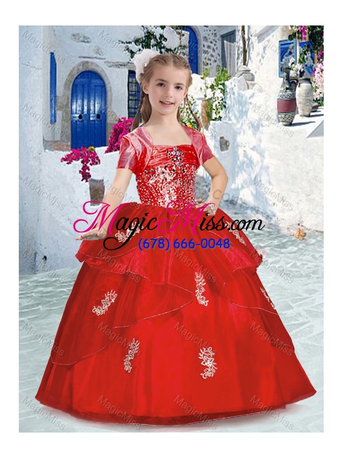 wholesale best spaghetti straps fashionable little girl pageant dresses with appliques and beading