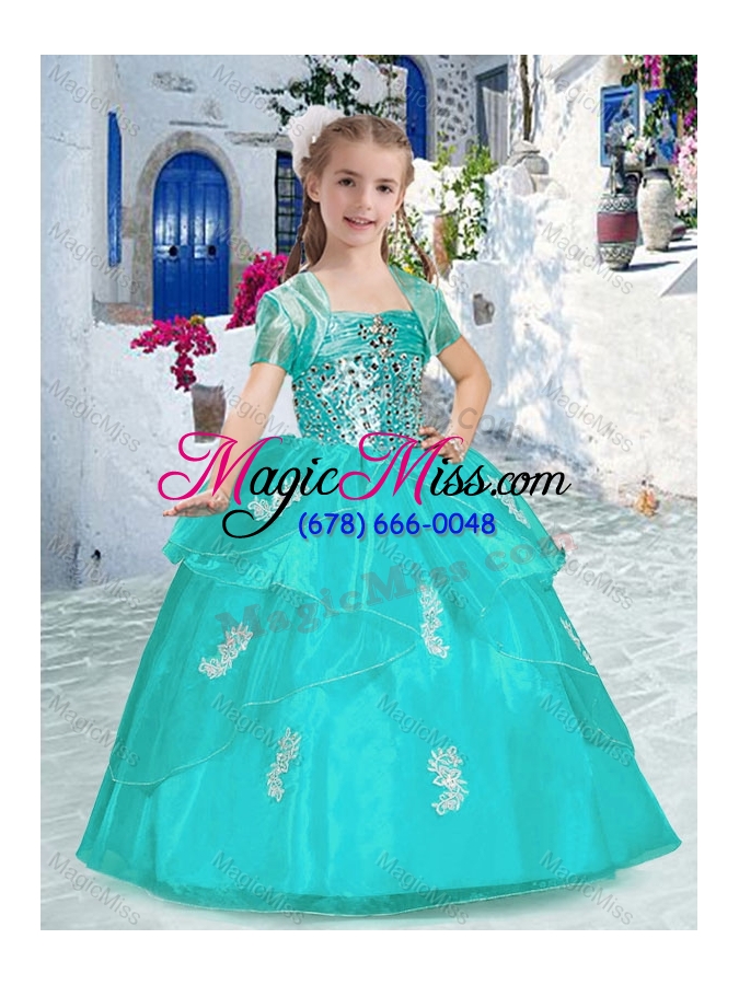 wholesale best spaghetti straps fashionable little girl pageant dresses with appliques and beading