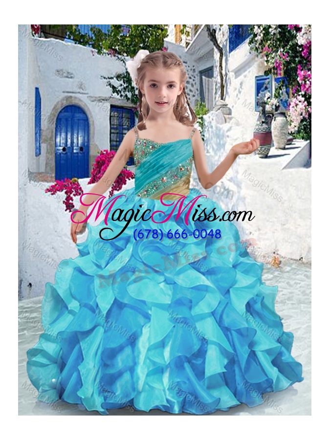 wholesale wonderful spaghetti straps fashionable little girl pageant dresses with beading and ruffles