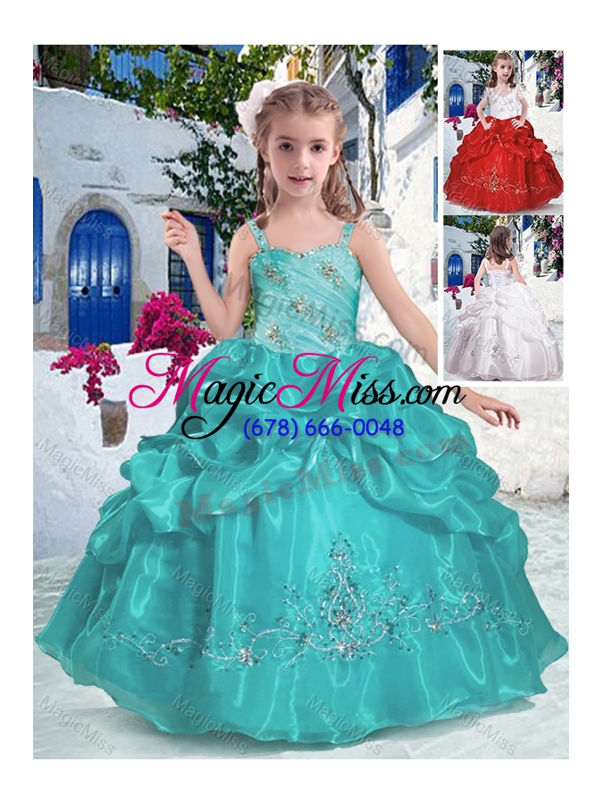 wholesale most popular straps lfashionable little girl pageant dresses with beading and bubles