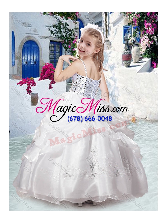 wholesale new arrivals spaghetti straps fashionable little girl pageant dresses with beading and bubles