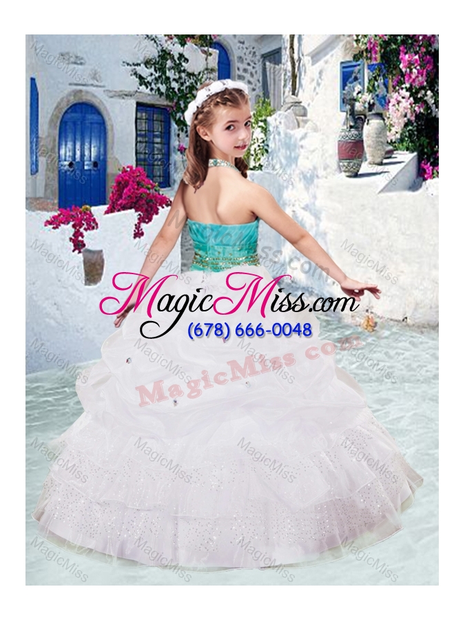 wholesale classical halter top fashionable little girl pageant dresses with beading and bubles