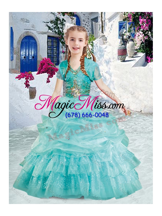 wholesale classical halter top fashionable little girl pageant dresses with beading and bubles