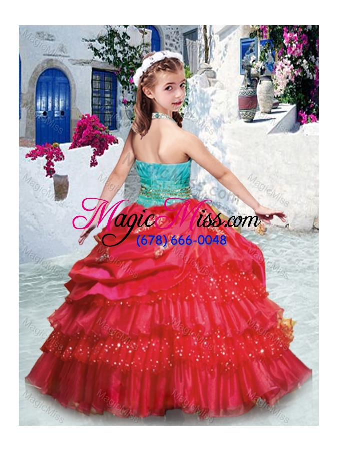 wholesale lovely halter top fashionable little girl pageant dresses with ruffled layers