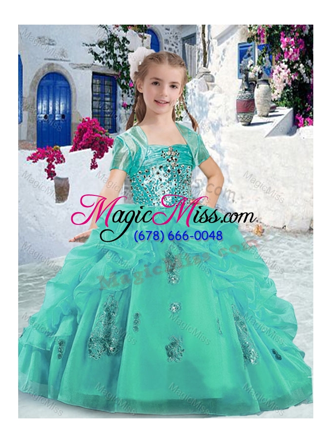 wholesale pretty spaghetti straps fashionable little girl pageant dresses with beading and bubles