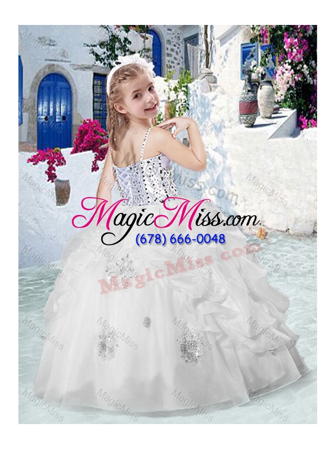 wholesale pretty spaghetti straps fashionable little girl pageant dresses with beading and bubles
