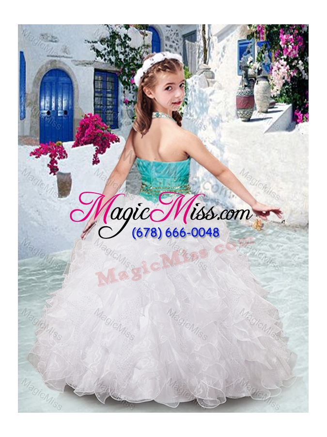 wholesale top selling halter top fashionable little girl pageant dresses with beading and ruffles