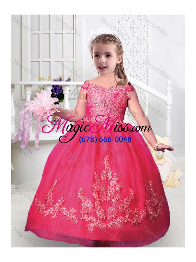 wholesale romantic off the shoulder fashionable little girl pageant dresses with appliques and beading
