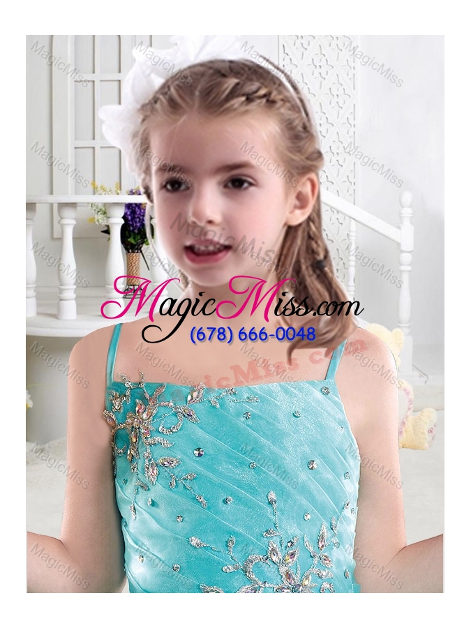 wholesale lovely spaghetti straps fashionable little girl pageant dresses with beading and bubles
