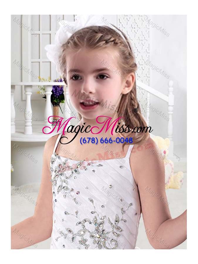 wholesale lovely spaghetti straps fashionable little girl pageant dresses with beading and bubles