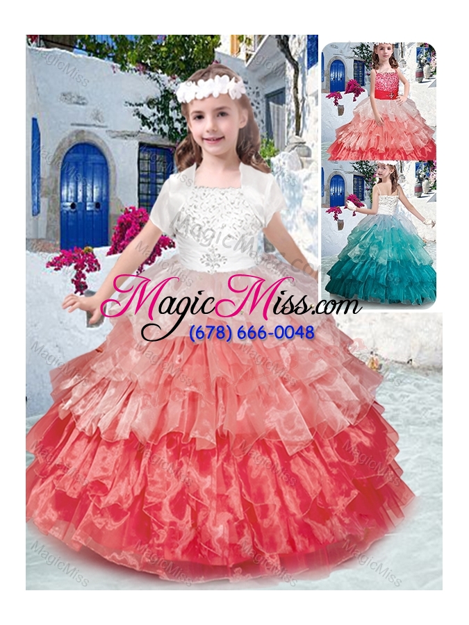 wholesale beautiful spaghetti straps mini quinceanera dresses with beading and ruffled layers
