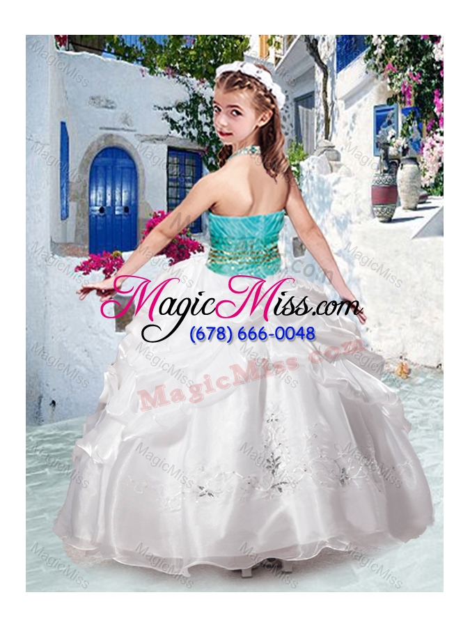 wholesale new style halter top bubles mini quinceanera dresses in turquoise