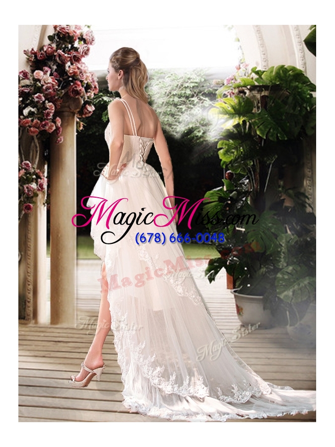 wholesale 2016 simple one shoulder high low wedding dresses with beading and appliques