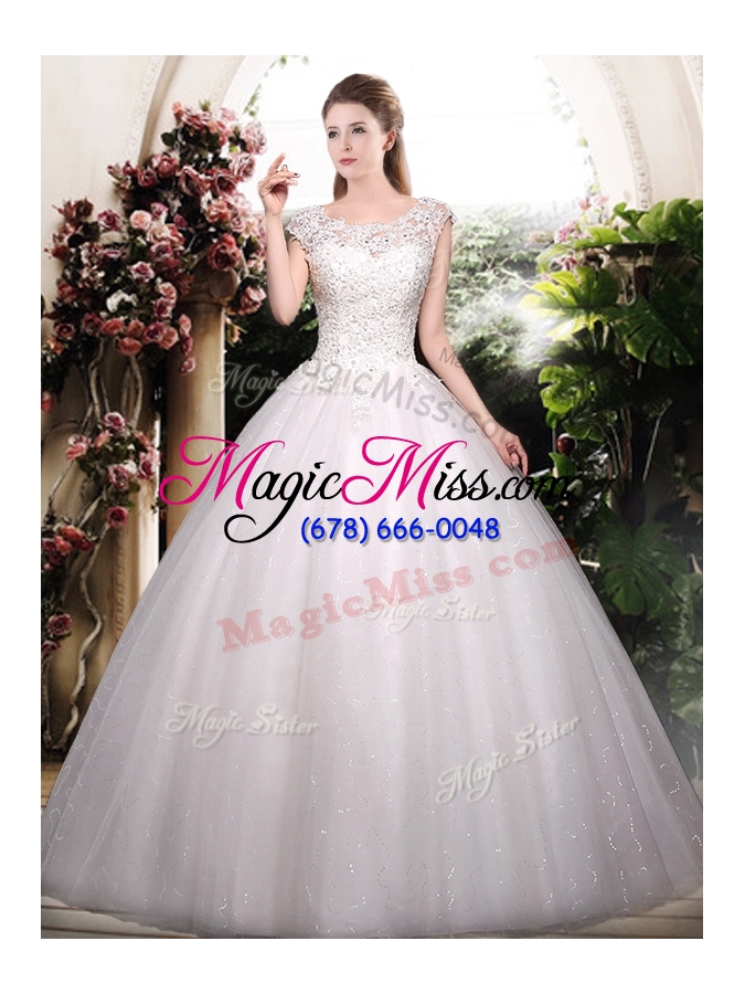 wholesale 2016 romantic ball gown scoop wedding dresses with appliques