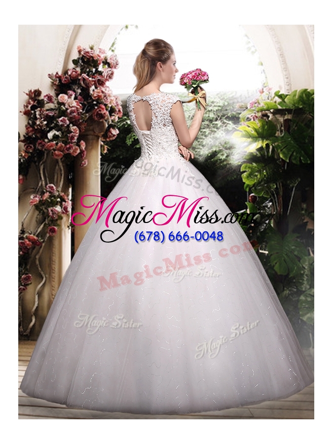 wholesale 2016 romantic ball gown scoop wedding dresses with appliques