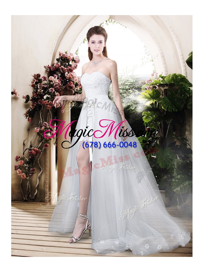wholesale 2016 classical high low detachable wedding dresses with appliques and lace