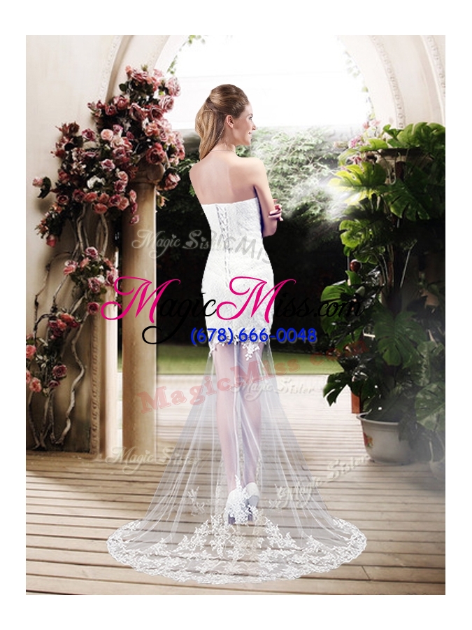 wholesale 2016 latest column sweetheart lace wedding dresses with brush train