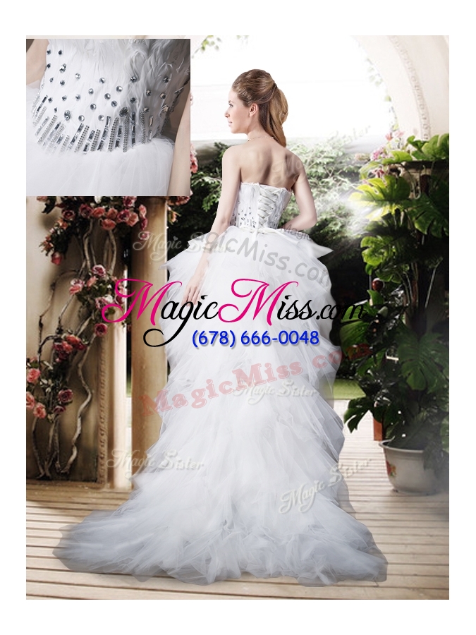 wholesale 2016 beautiful high low sweetheart wedding dresses with beading and ruffles