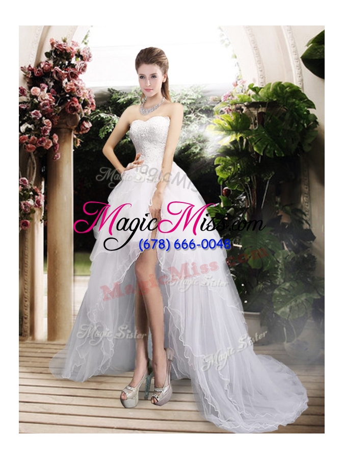 wholesale 2016 new arrivals high low wedding dresses with ruffles