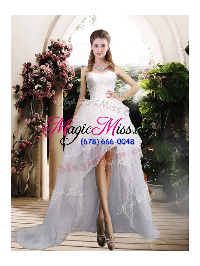 wholesale 2016 new arrivals high low wedding dresses with ruffles
