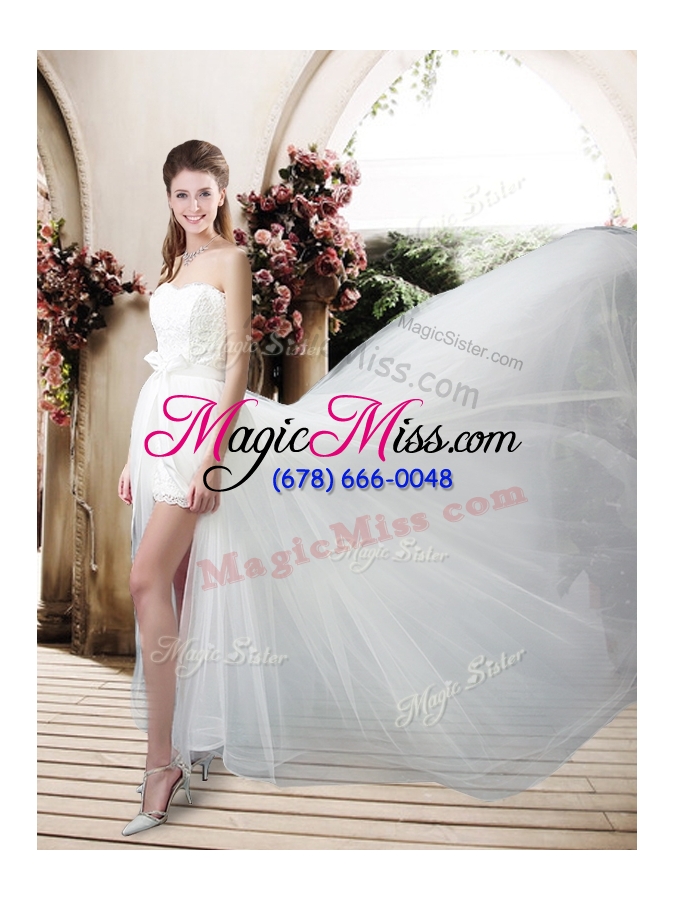 wholesale 2016 exclusive empire sweetheart wedding dresses with brush train